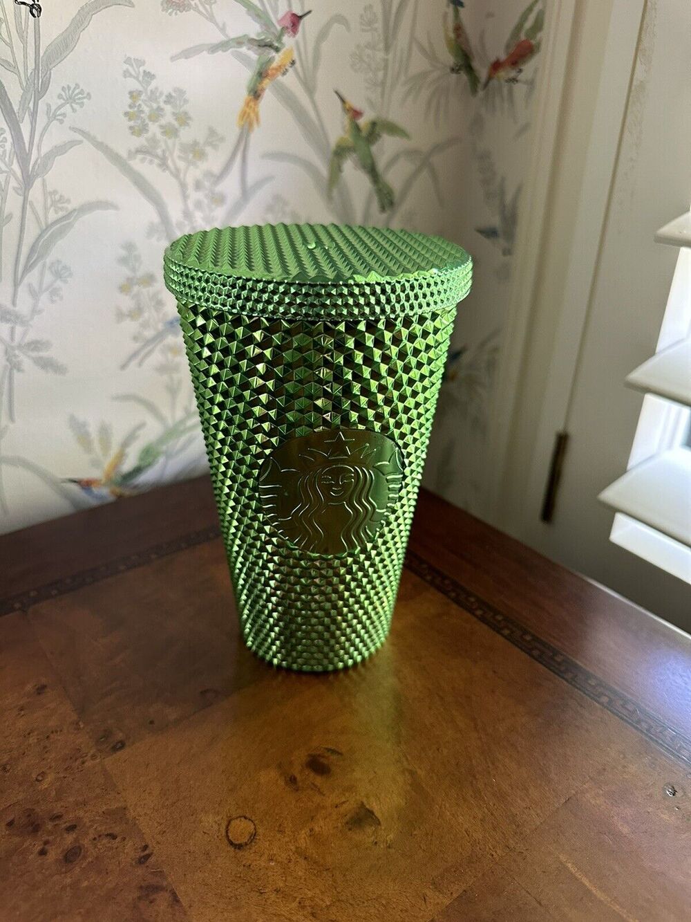 NEW 2023 Starbucks Limited Edition Cold Cup Metalic Green Bling Studded 16 oz